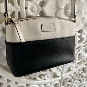 Kate Spade Grove Street Millie Black Cream Crossbody Pebbled Leather